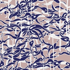 Seaweed Botanical - Navy Blue, Grey