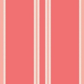 (L) 6" peach pink ticking stripe on ripe peach red 16