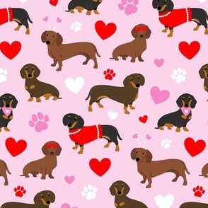 Valentine dachshunds on Pink
