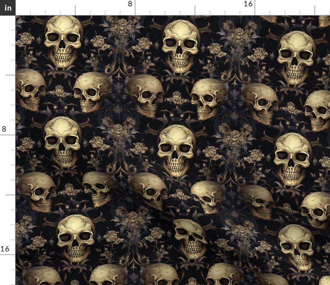 Victorian Memento Mori - Gothic Skull Fabric & Wallpaper