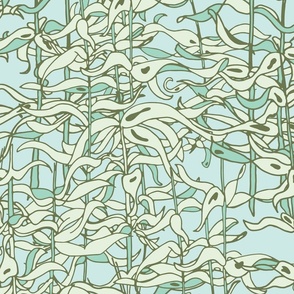 Seaweed Botanical - Turquoise, Mint Green