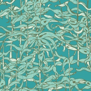 Textured Seaweed Botanical - Turquoise, Teal
