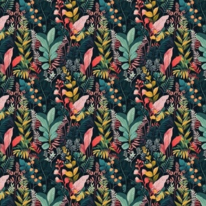 Midnight Botanical Fabric, Wallpaper and Home Decor