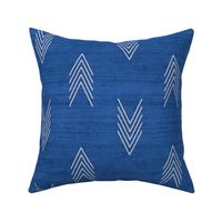 Geometric Chevron Arrows Inspired by African Mudcloth Blue and White