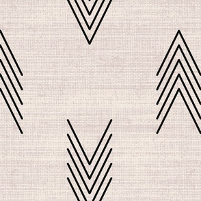 Geometric Chevron Arrows Inspired by African Mudcloth in Off White and Black