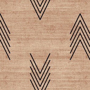 Neutral Tan Brown Geometric Chevron Arrows Inspired by African Mudcloth