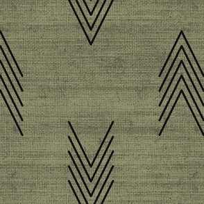 Geometric Chevron Arrows in Green Inspired by African Mudcloth