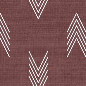 Geometric Chevron Arrows in Dark Terra Cota Red Inspired by African Mudcloth