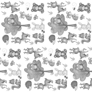 Woodland Forest Animals Baby Nursery Gray Watercolor Rotated  