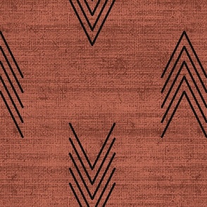 Geometric Chevron Arrows Inspired by African Mudcloth in Terra Cotta Red