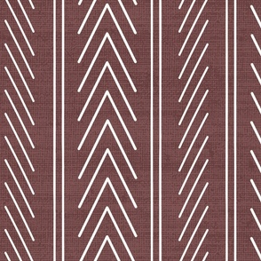 Terracotta Mudcloth Inspired White Geometric Arrows and Lines