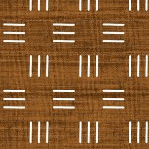African Mudcloth Inspired Line Art in Brown and White