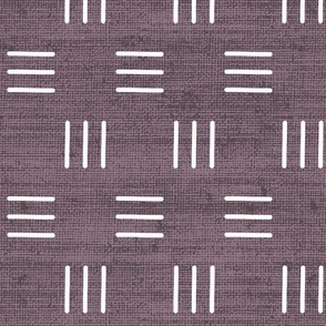 Mudcloth Inspired Line Art in a Mauve Purple and White