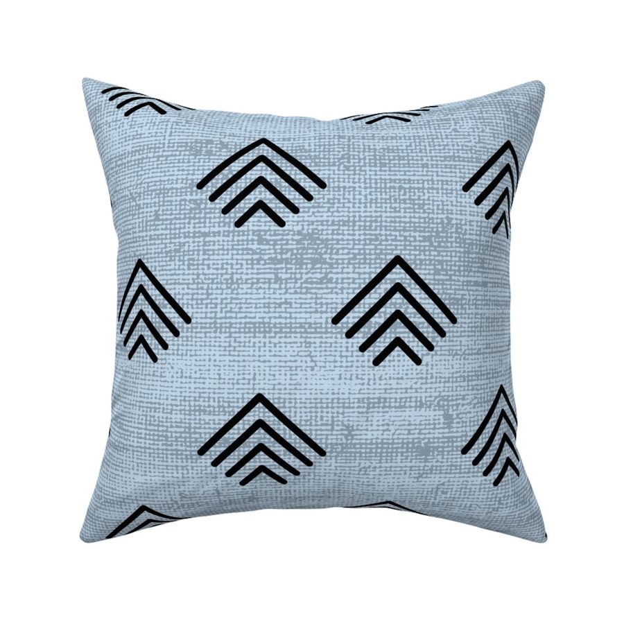 African Mudcloth Inspired Geometric Arrows in Blue