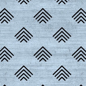 African Mudcloth Inspired Geometric Arrows in Blue