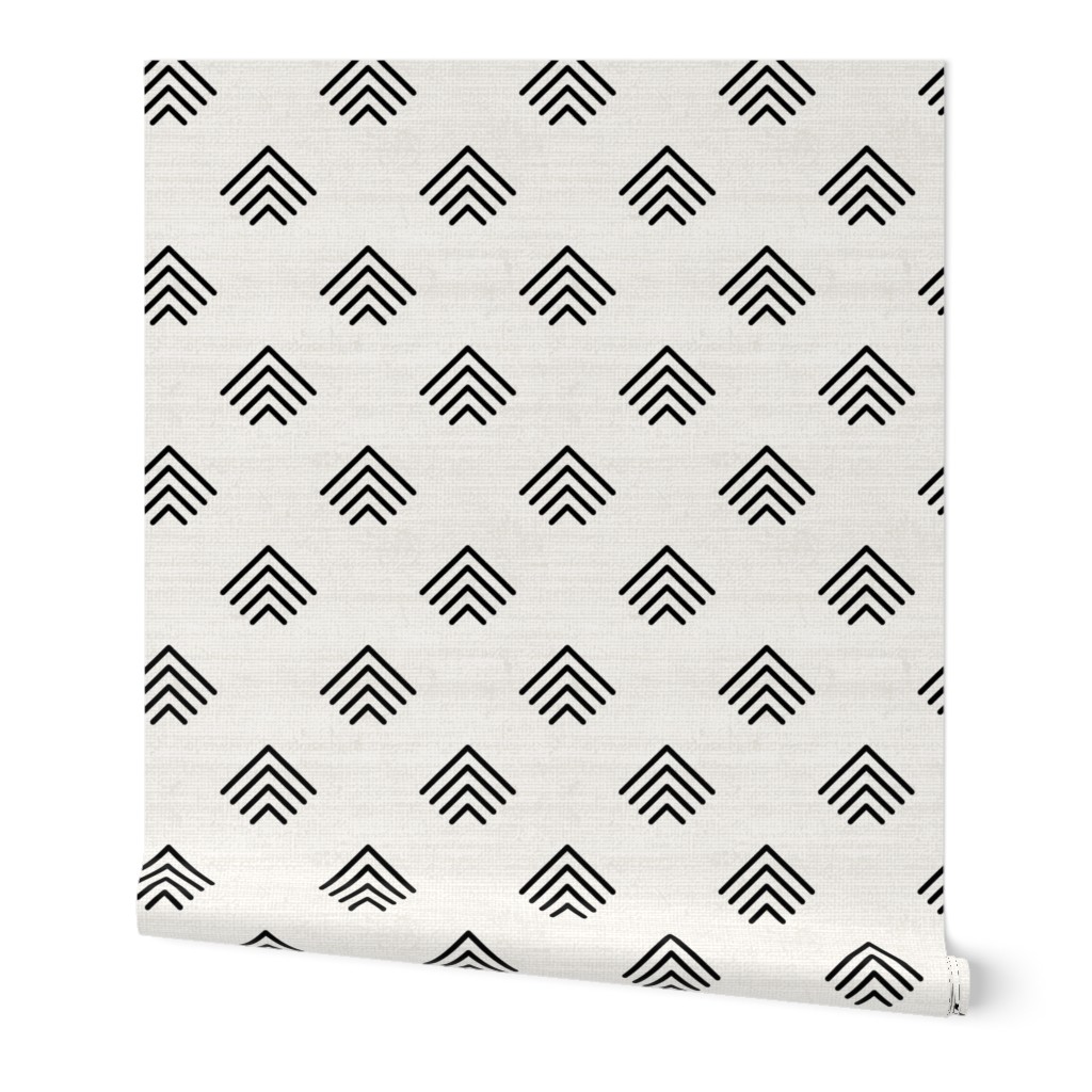 African Mudcloth Inspired Off White Geometric Arrows