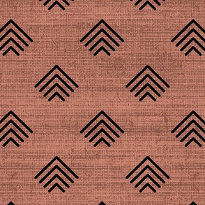 African Mudcloth Inspired Geometric Arrows in Terracotta Red