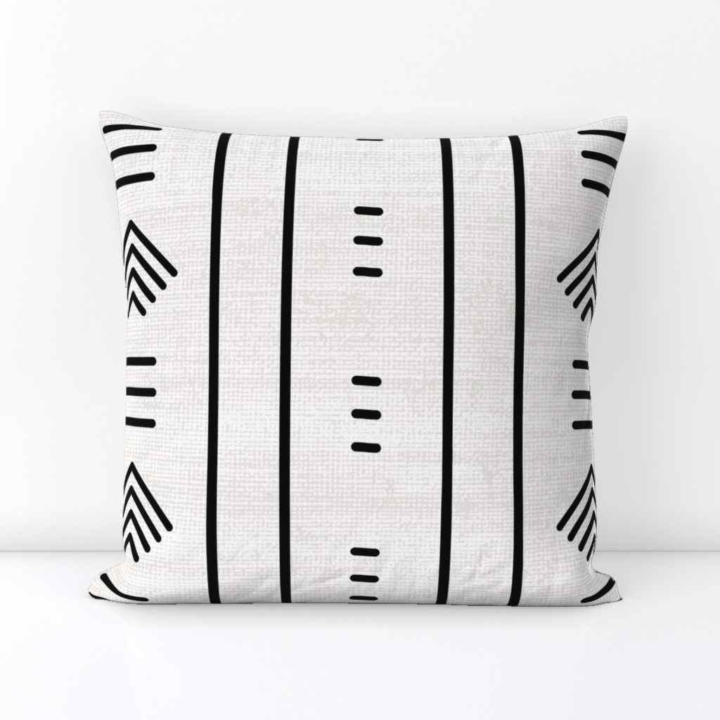 Mudcloth Inspired Off White Trendy Line Art
