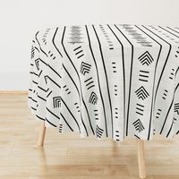 Mudcloth Inspired Off White Trendy Line Art