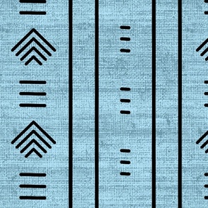 Blue African Mudcloth Inspired Line Art with Arrows