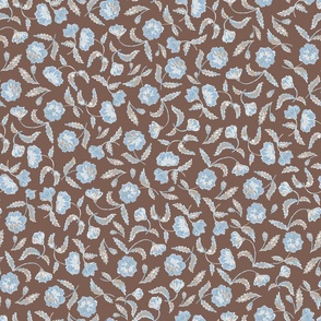 Floral pattern in blue and brown