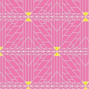 Pink and yellowand White Abstract Geometric Lines