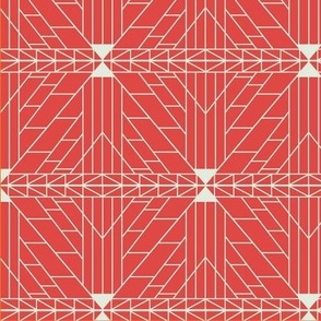 Red and White Abstract Geometric Lines