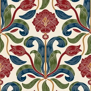 Liberty Style Floral Design - Block print William Morris - Big Size 