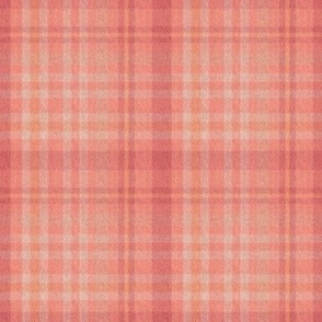 Warm Peach Linen Blossom Plaid