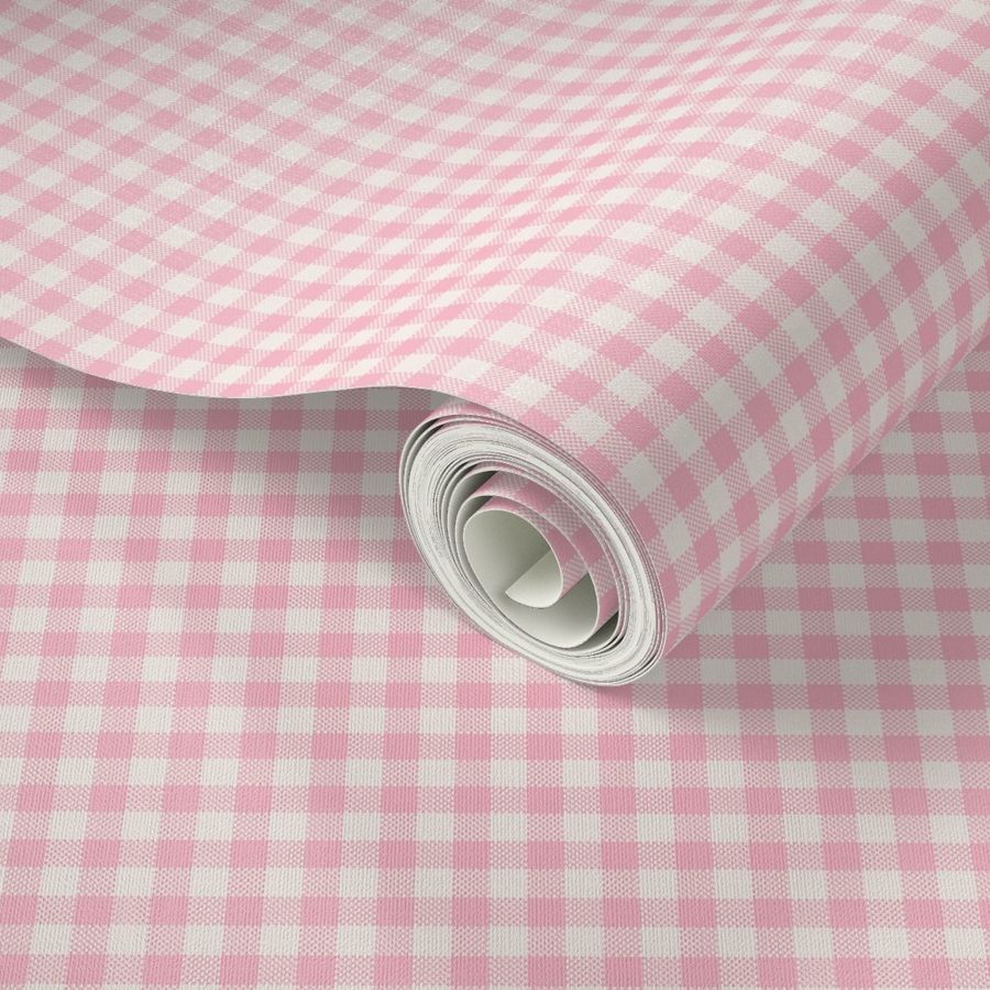 Gingham Check 3, curl pink (small) - chunky faux weave 1/4" squares