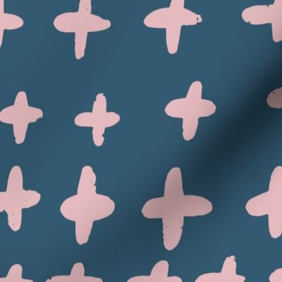 (L) Bee Happy Blender - Handdrawn Pink Crosses on a Deep Blue Background