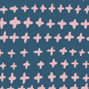 (L) Bee Happy Blender - Handdrawn Pink Crosses on a Deep Blue Background