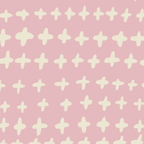 (L) Bee Happy Blender - Handdrawn Cream Crosses on a Warm Pink Background