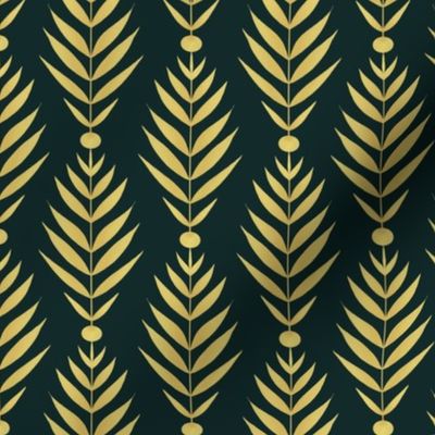Golden leaves art deco pattern