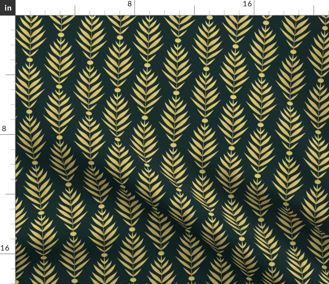 Golden leaves art deco pattern