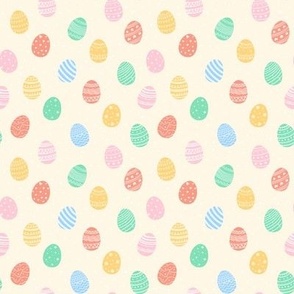 Decorated Easter Eggs in Pastel Colors and white cream background | Merry Easter Collection | Small Scale
