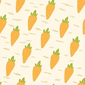 Scattered Carrots and Stripes in cream background | Merry Easter Collection | Large Scale