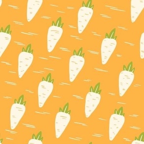 Scattered Carrots and Stripes in orange background | Merry Easter Collection | Large Scale