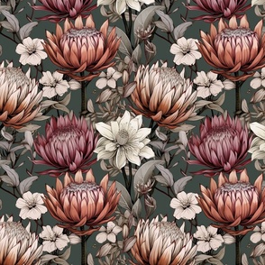 King Protea on Dark Green