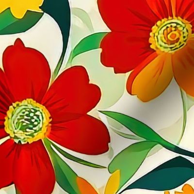 yellow and orange flowers beige background