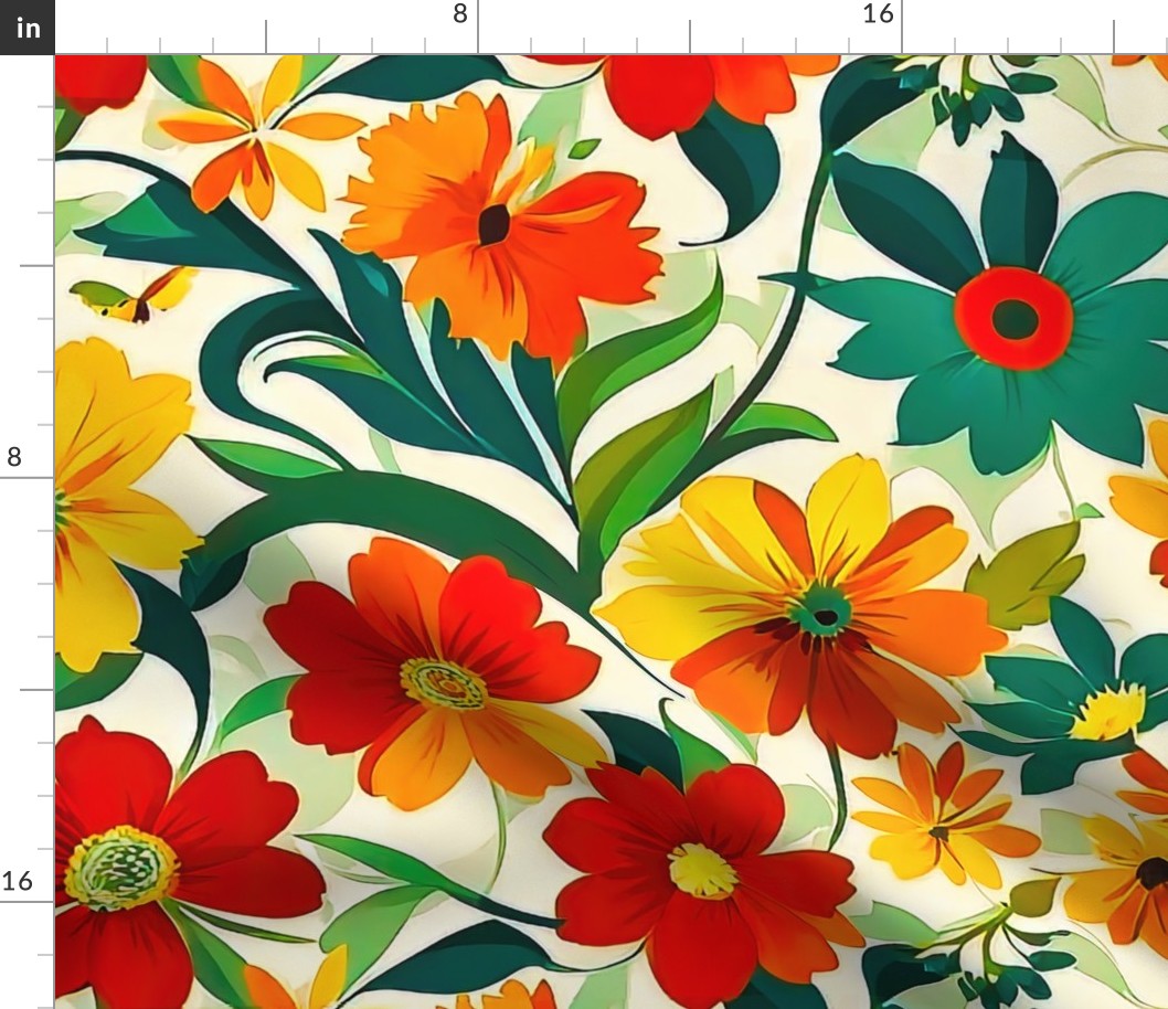 yellow and orange flowers beige background