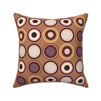 (M) Circles in brown, copper, taupe, beige, orange, yellow, green, lilac on brown