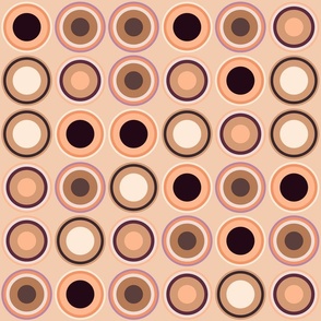 (M) Circles in brown, copper, taupe, beige, orange on desert sand brown