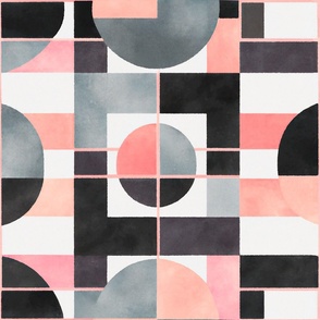 1920s Bauhaus Watercolor Geometric - Peach