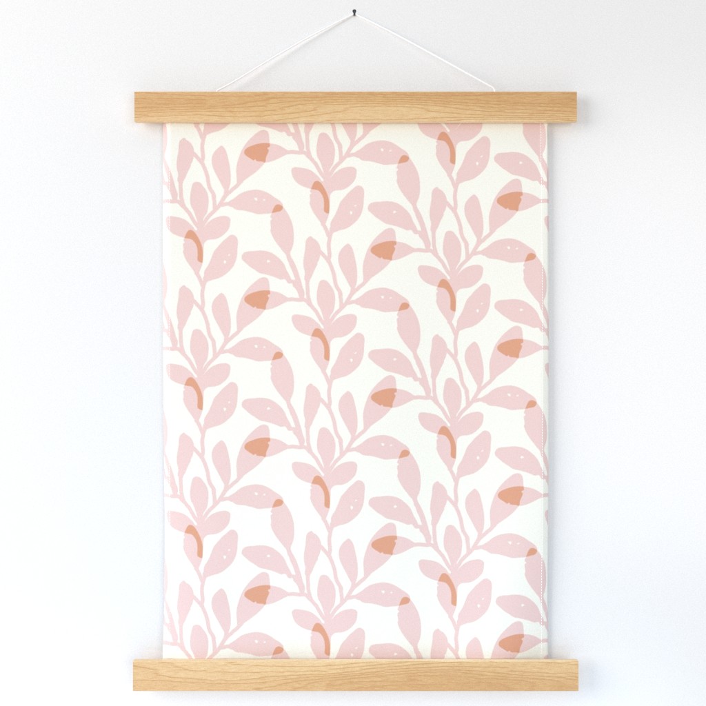 Maxi Organic Jungle Leaves in Baby Pink | Block Printed Abstract Botanicals with Texture