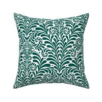Damask Gothic Fern in custom forest green white extra large 12 wallpaper scale by Pippa Shaw