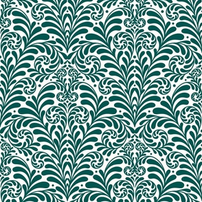 Damask Gothic Fern in custom forest green white extra large 12 wallpaper scale by Pippa Shaw