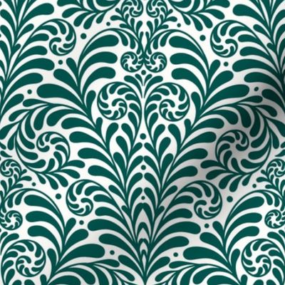 Damask Gothic Fern in custom forest green white large 8 wallpaper scale by Pippa Shaw