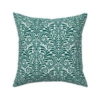 Damask Gothic Fern in custom forest green white large 8 wallpaper scale by Pippa Shaw