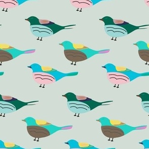 Birds on blue background